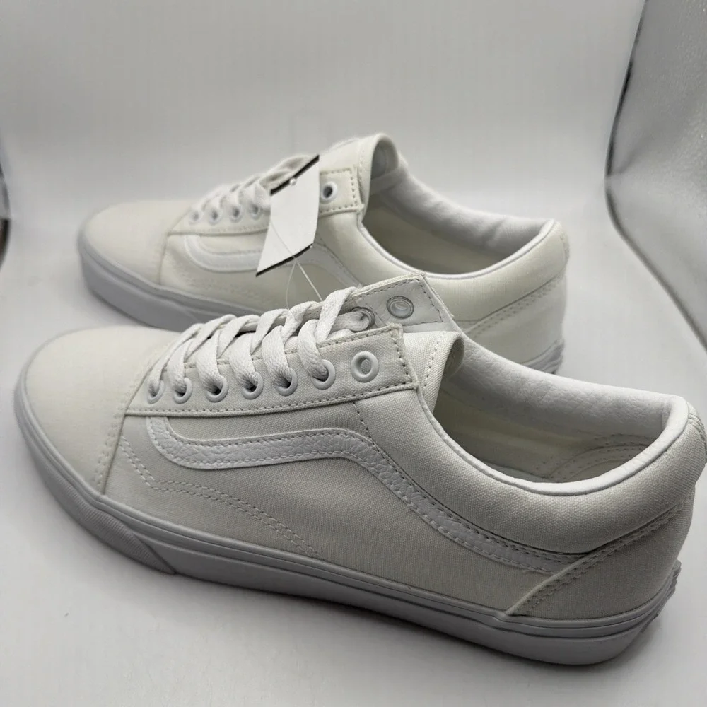VANS Unisex Old Skool Classic Skate Shoes True White 10.5 Women/9Men‎ - NEW